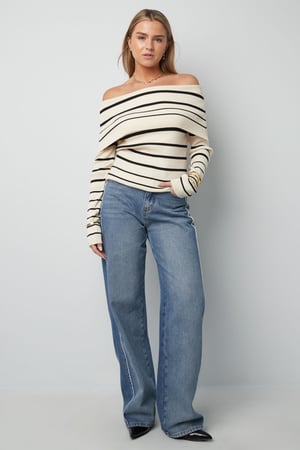 Gestreepte off shoulder top - Zwart & rood h5 Afbeelding11